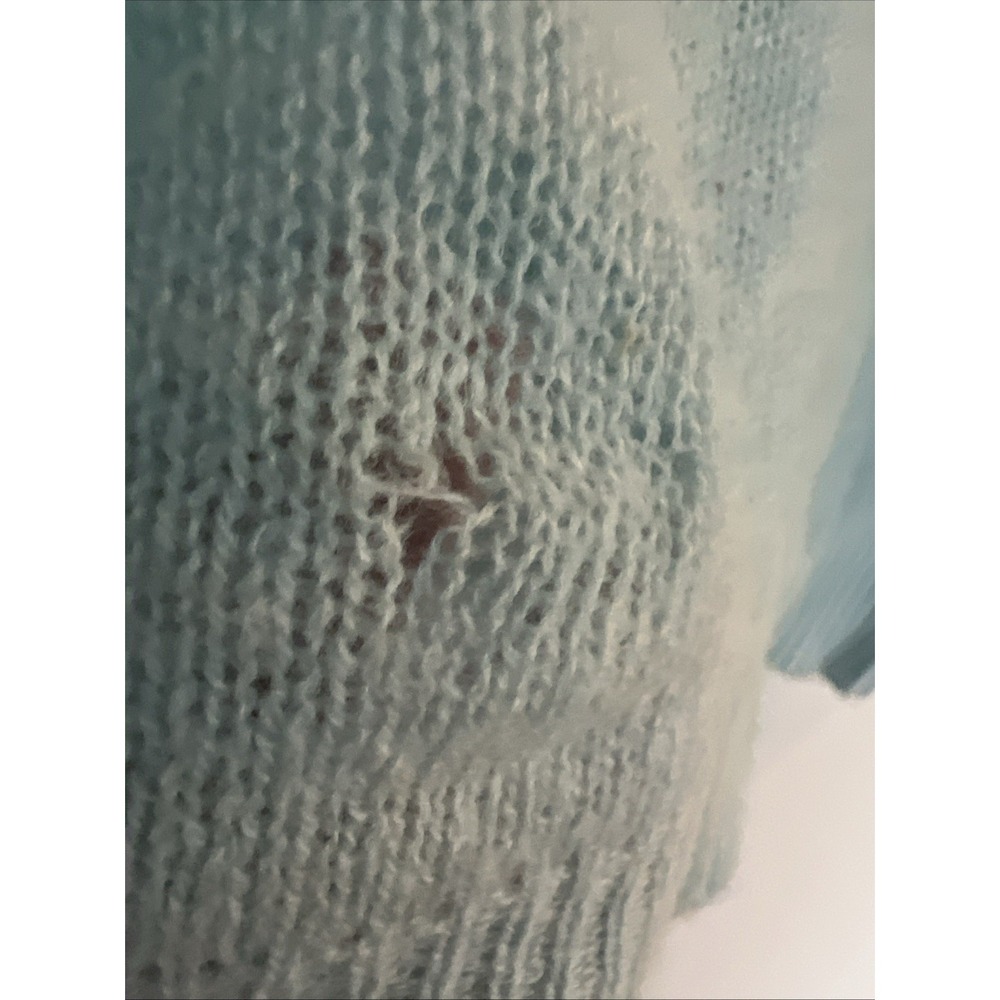 Jumper 1234 V-Neck 100% Cashmere Sweater Size Small Pale Blue | Navy Trim READ - Picture 7 of 7
